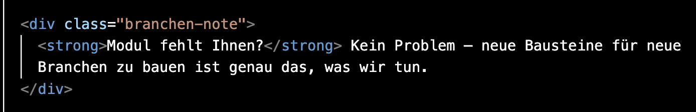 Beispiel für HTML-Code mit einem div- und strong-Element